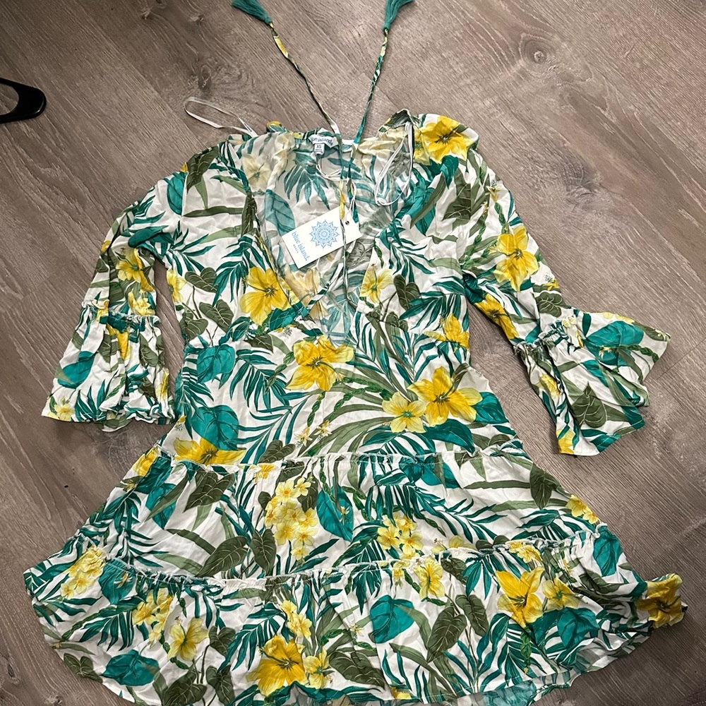 Blue Island Beach Floral Dress